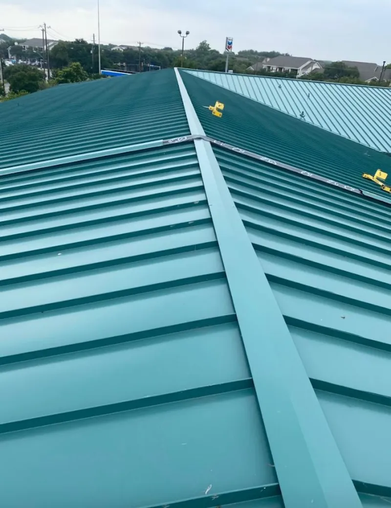 Green commercial metal roof ridge and valley for Metal Roof Repair in Yorkville